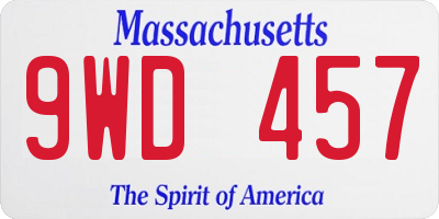 MA license plate 9WD457
