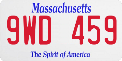 MA license plate 9WD459