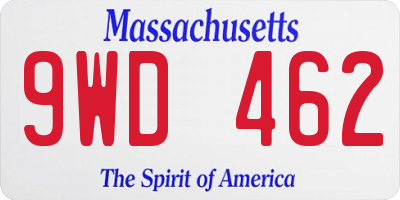 MA license plate 9WD462