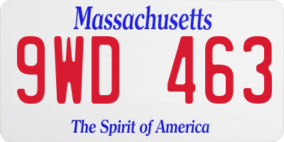 MA license plate 9WD463