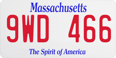 MA license plate 9WD466