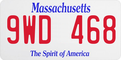 MA license plate 9WD468