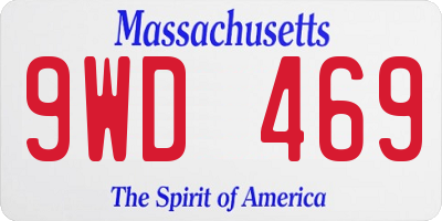 MA license plate 9WD469