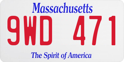 MA license plate 9WD471