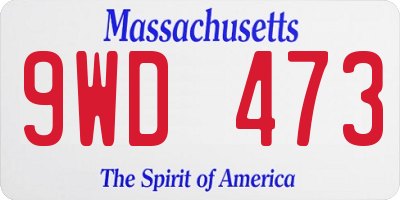 MA license plate 9WD473