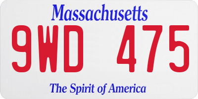 MA license plate 9WD475