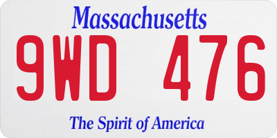 MA license plate 9WD476