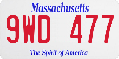 MA license plate 9WD477