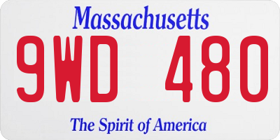 MA license plate 9WD480