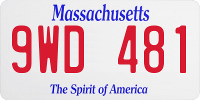 MA license plate 9WD481
