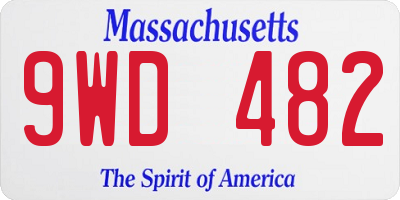 MA license plate 9WD482