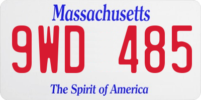 MA license plate 9WD485