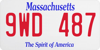 MA license plate 9WD487