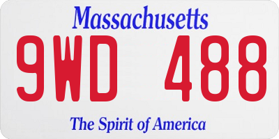 MA license plate 9WD488