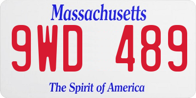 MA license plate 9WD489