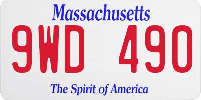 MA license plate 9WD490