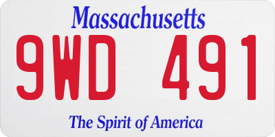 MA license plate 9WD491