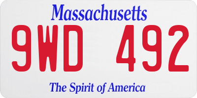 MA license plate 9WD492