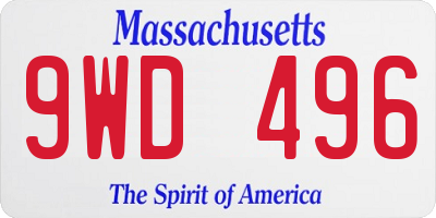 MA license plate 9WD496