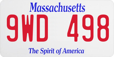 MA license plate 9WD498