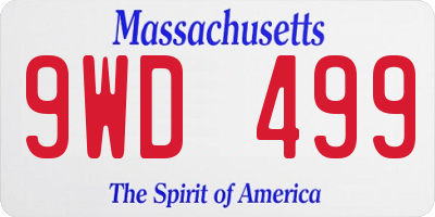 MA license plate 9WD499