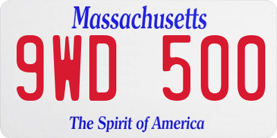MA license plate 9WD500
