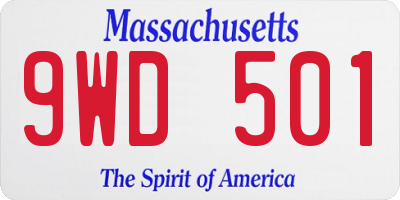 MA license plate 9WD501