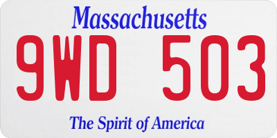 MA license plate 9WD503