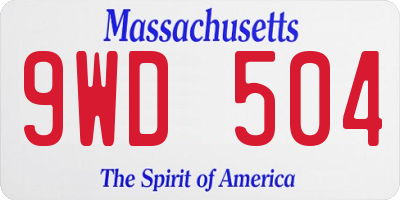 MA license plate 9WD504