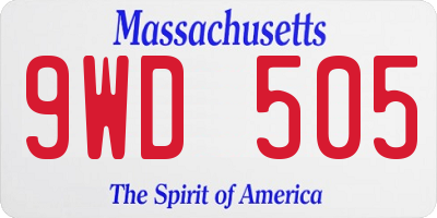 MA license plate 9WD505