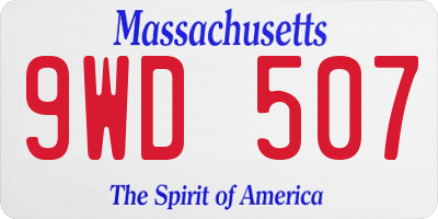 MA license plate 9WD507
