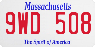 MA license plate 9WD508