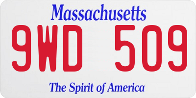 MA license plate 9WD509