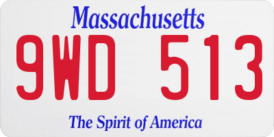 MA license plate 9WD513