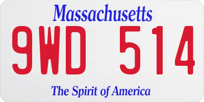 MA license plate 9WD514