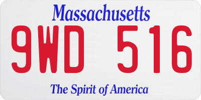 MA license plate 9WD516