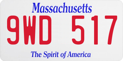 MA license plate 9WD517