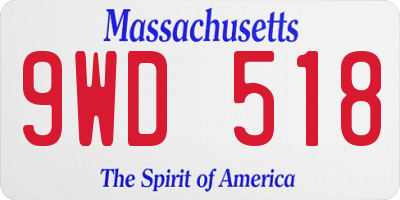 MA license plate 9WD518