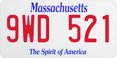 MA license plate 9WD521