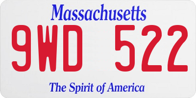 MA license plate 9WD522