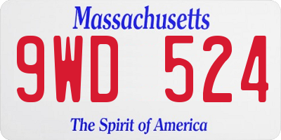 MA license plate 9WD524