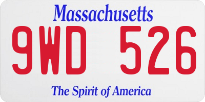 MA license plate 9WD526