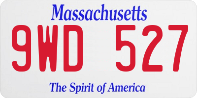 MA license plate 9WD527
