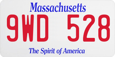 MA license plate 9WD528