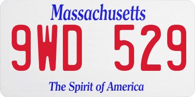 MA license plate 9WD529