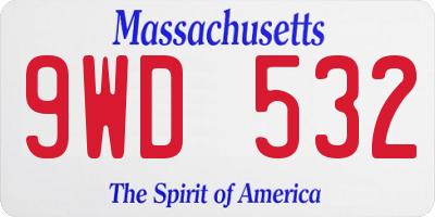 MA license plate 9WD532