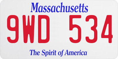 MA license plate 9WD534