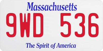 MA license plate 9WD536
