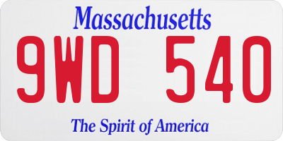 MA license plate 9WD540