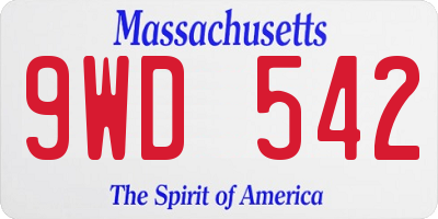 MA license plate 9WD542